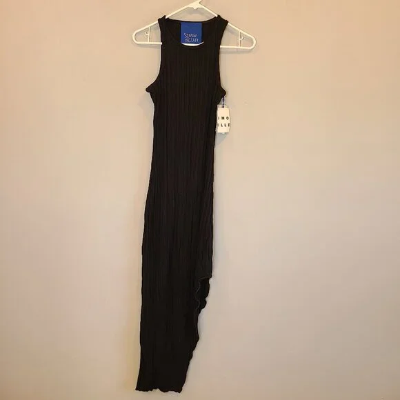 Simon Miller Rib Goomba Dress NWT Black Sleeveless Bodycon Womens XS - Picture 2 of 16